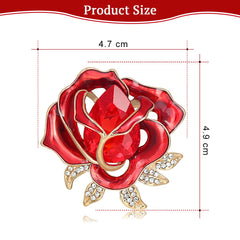SYGA Brooch Pin Fashion Crystal Rhinestone Jewellery Pin Vintage Clothing Accessories Decoration Red Flower Coat design Brooches For Women- S65