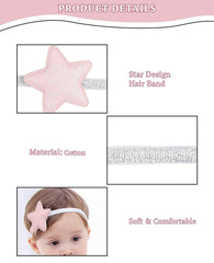 SYGA Baby Girl's Glittery Star Headband Soft & Stretchable Fabric Hairband for Infants, Toddlers Little Princesses (0-3 Years Light Pink)