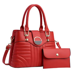 SYGA Pack of 2 Women's Handbag and Clutch  Elegant Shoulder Bag with Matching Wallet | Tote with Stylish Buckle & Stitch Design