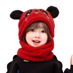 SYGA Winter Kids Wool Blend Kids Cap Ear & Neck Proction Panda Red Cap for 5 Years-14 Years