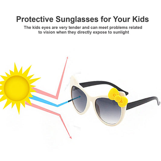 SYGA Kids Goggles, Modern Stylish Eyewears for Boy's and Girls, BowTie Style, Suitable for Age 3 to 8 Years - Beige