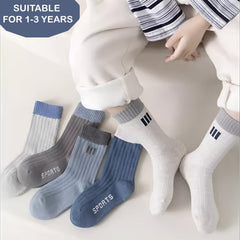 MOMISY Children's Socks, 5 Pairs, Baby and Kids Size (IN, Age, 1 Year, 3 Years, 3StripesSports)