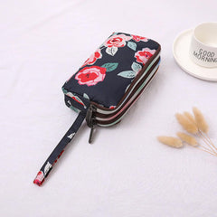 SYGA Women's Clutch Canvas Art Three-Layer Long Wallet Women's Handbag Large Capacity Key Coin Purse Casual Mobile Phone Bag