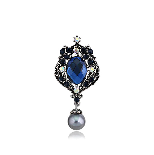 SYGA Brooch Pin Fashion Crystal Blue Rhinestone Jewellery Pin Vintage Clothing Accessories Decoration Versatile design Brooches For Women- S67