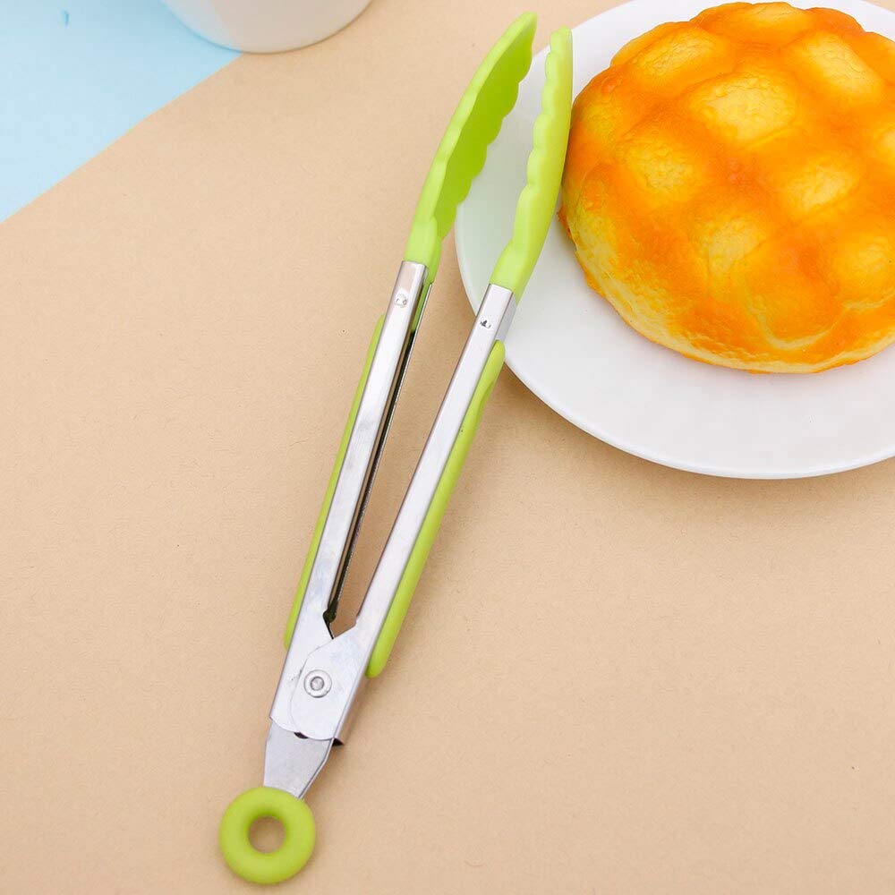 SYGA 1 Piece Silicone Cooking Tong Small,Stainless Steel Material with Heat Resistant Premium Silicone Grip (Random Colour)
