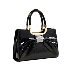 SYGA Women's Tote Bag – Stylish Vertical Square Handbag with Bow & Diamond Accents, Medium-Soft, Zipper Closure