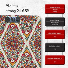 Lifelong Bloom LLWS54 Body Weighing Scale (Indian Cultural Series - Rajasthan Rural)|Digital Weight Machine for Body Weight|Thick Tempered Glass with LCD Display|Bathroom Weighing Scale (Multicolor)