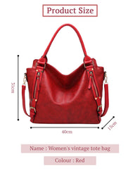 SYGA Women's Tote Bag, Large Capacity, Crossbody or Shoulder Style(Red)