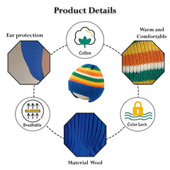 MOMISY Baby Beanie Winter Hat, Rainbow Warm Toddlers Beanies for Kids Boys & Girls Woolen Knitted Cap (6 Months - 2 Years) (Blue)