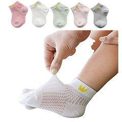 MOMISY 5 Pairs Baby Girl Boys Tube Socks Toddlers Infant Solid Color Boat Spring and Autumn Socks Stretch Baby Socks (ThinCrown, 1 year to 3 year)