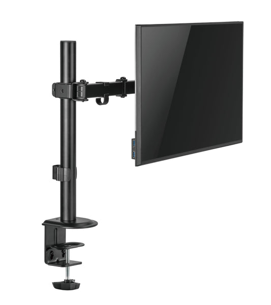HOSS® Single Monitor Arm Desk Mount - Holds Screens up to 32 inches, Fully Adjustable Stand with C-Clamp and Grommet Base, VESA 75x75mm or 100x100mm, Black