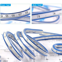 SYGA Round Flexible Curve Measuring Curvilinear Scale Vinyl Drawing Rulers Curves (60 cm / 24 Inch)