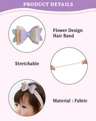 SYGA 3 Pcs Baby Girl Headband Soft Flower Bow Strechable Hairband Suitable For Newborns, Infants, Toddlers and Kids 0-3 Years(Beige)