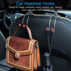 SYGA Car Hooks, 2 pcs Auto Hooks Car Hangers Headrest Hooks Holder for Mask Backpack Handbag Purse Bag Groceries (Black Heart)