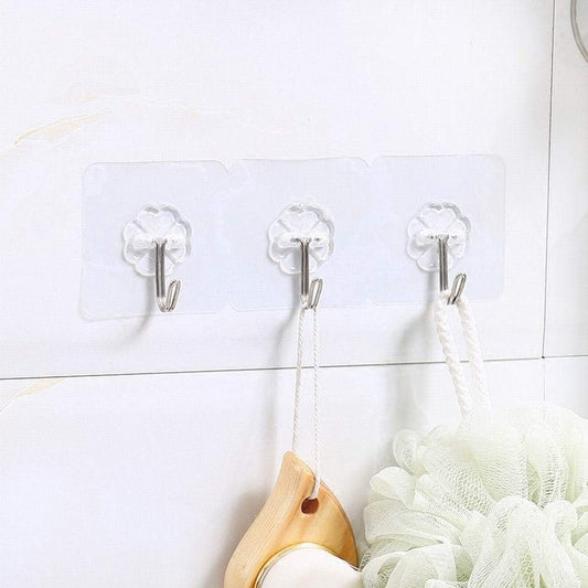 SYGA Set of 2 Transparent Self Adhesive Three Hook Multipurpose Hanger Hooks