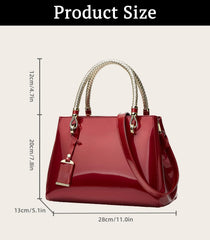 SYGA Women's Glossy Patent Leather Handbag Large Capacity Bag Suitable Gift for a festival,occasion,Birthday(BURGUNDY)