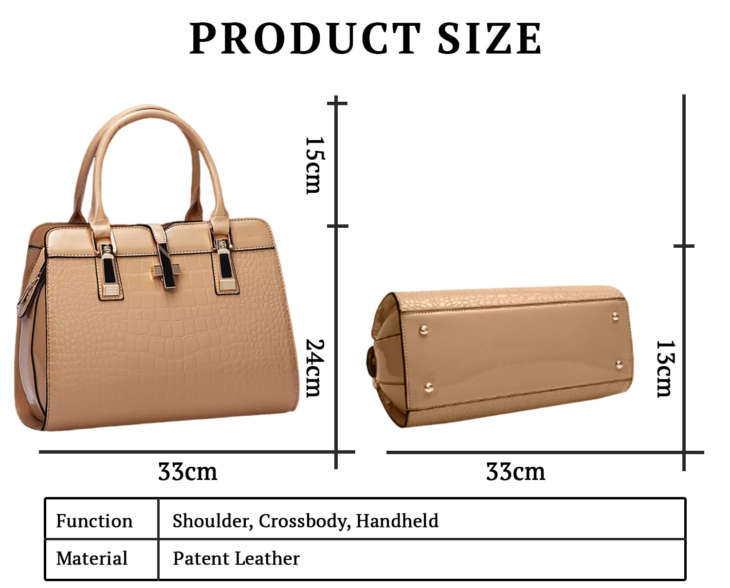 SYGA Leather Hand-Held Crocodile Pattern Women's Bag Single-Slant Handbag(KHAKI)