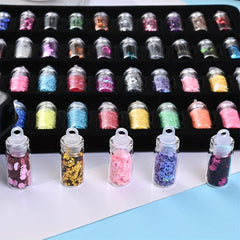 SYGA Acrylic 3D Glitter Powder Manicure Set of Nail Stickers, Nail Art Tool for Nail Decoration (Multicolour) - Set of 48 Bottles
