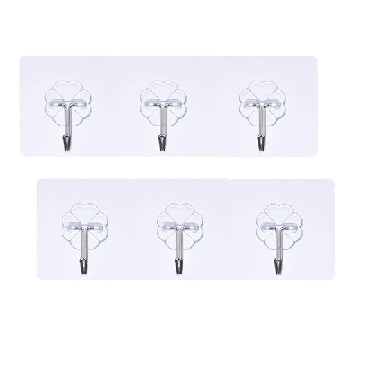 SYGA Set of 2 Transparent Self Adhesive Three Hook Multipurpose Hanger Hooks