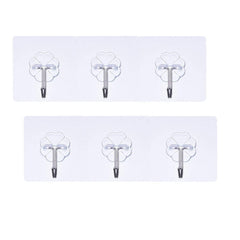SYGA Set of 2 Transparent Self Adhesive Three Hook Multipurpose Hanger Hooks