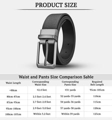 SYGA Men's PU Leather Belt, Rotatable Pin Buckle Casual Belt, 122 cm Length, 3.3 cm Width (Black + Black)