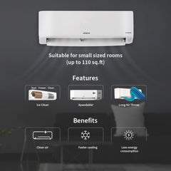 Hitachi 1 Ton Class 3 Star Xpandable+ Inverter Split AC (100% Copper, 4-Way Swing, ice Clean, Dust Filter, 3400SXL RAS.D312PCBIBS, White)