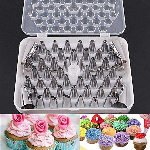 SYGA Cake Decoration Tips Set - 54 Pcs Professional Stainless Steel Piping/Dispenser Nozzle Kit,for Cakes Cupcakes Cookies Pastry