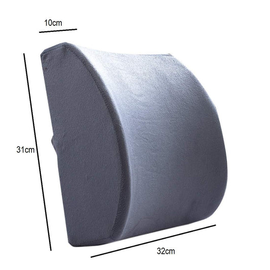 SYGA Memory Foam Lumbar Cushion Travel Velvet Pillow Car Flight Seat Home Chair Back Support(Grey)