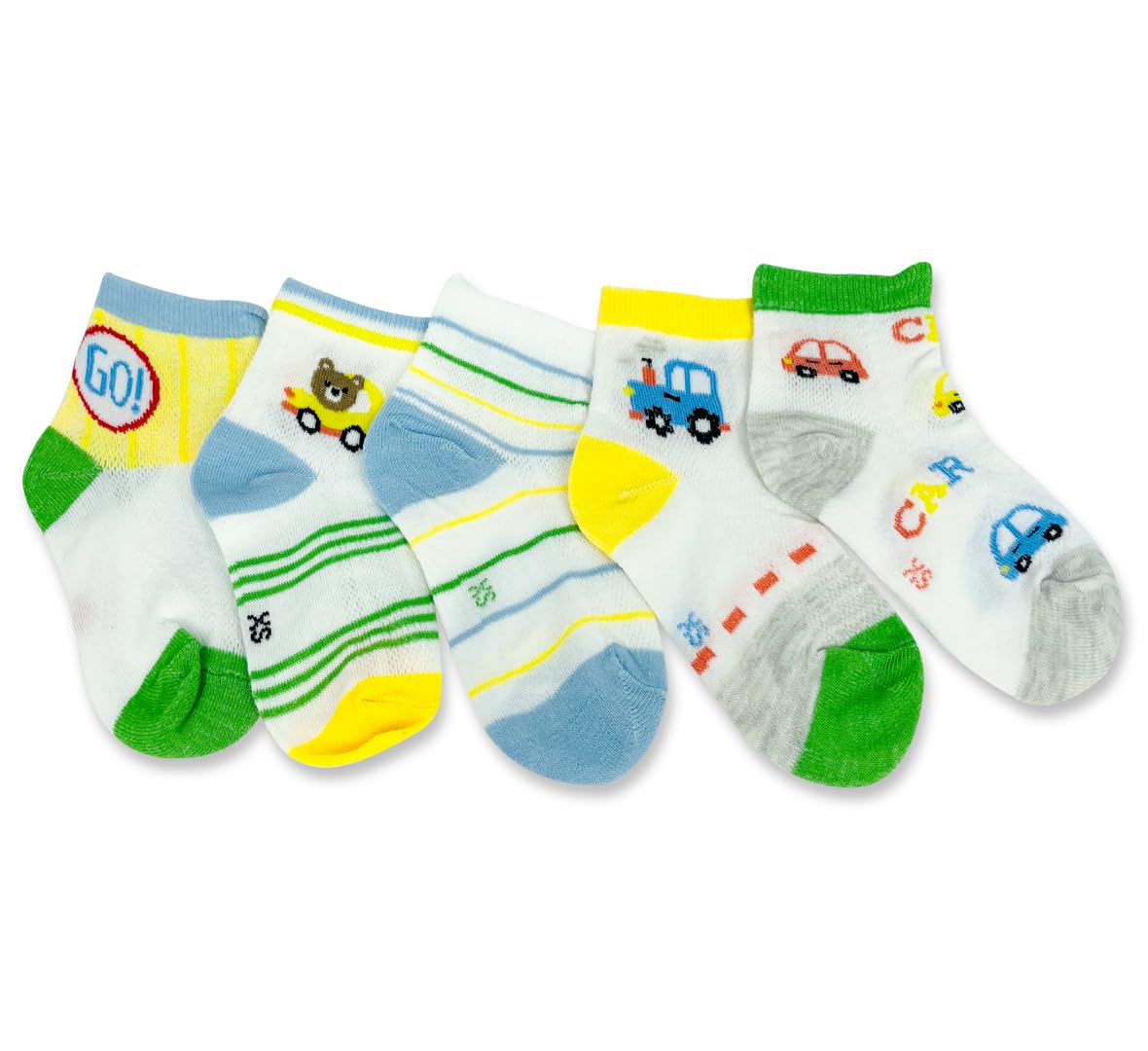 SYGA 5 Pairs Baby Girl & Baby Boy Socks, Toddlers Infant Cotton Warm Stretch Crew Socks with Multicar Design, Suitable for 9 Months to 2 Years baby