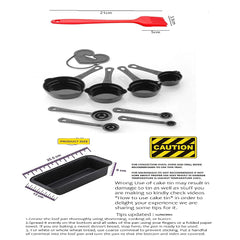 SYGA 1Pcs Heavy Duty Carbon Steel Bread Loaf Non-Stick Cake Mould Pan Tray Teflon Coating, 8Pcs Measuring Cup & Spoon Set for Kitchen, Silicone Brush Set for Baking Barbecue Brush- Black & Red