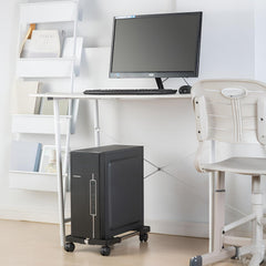 STANSY Adjustable CPU Trolley Stand with Wheels, Movable Computer Cabinet Holder, Expandable Rolling Stand for Desktop PC, Gas Cylinder, Water Dispenser, Heavy Duty Base, Black