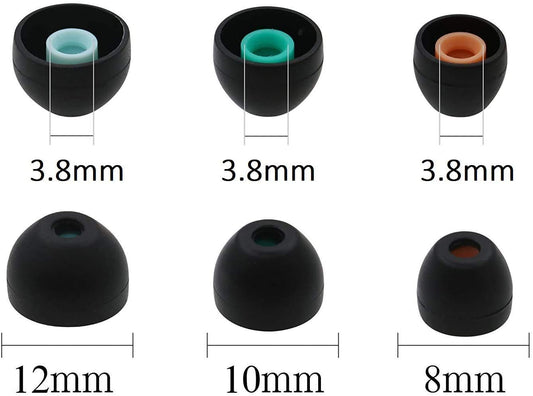 Syga Hybrid Silicone Earbuds Ear Buds Tips for Sony XBA, MDR and DR Series in-Ear Earphone Headsets SML 3 Size 3 Pairs, Hybrid Eartips for Sony, Set of 3 (Black, Orange, Green, Blue)