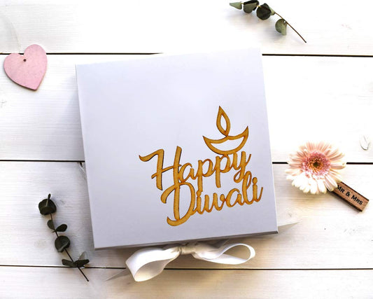 SYGA Set of 50 Pieces Happy Diwali with Diya Pattern Decorative Wood Craft Item