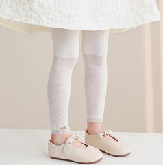 SYGA Girls' Summer Leggings, Pantyhose One Side Flower Design L Size is Suitable for 4-6 Years Old(White)