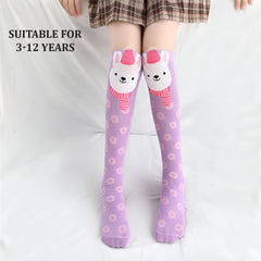 MOMISY 1 Pair of Baby Spring Winter And Autumn Combed Cotton Long Tube Knee-High Socks Suitable Age of 3 to 12 Years (IN, Age, 3 Years, 12 Years, PurpleRabbit)