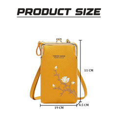 MOMISY Mobile Bag Cellphone Sling Bag Card Holder Wallet Handbag Crossbody multi-function Shoulder Bag for Girls & Women-Embroidery (Yellow)