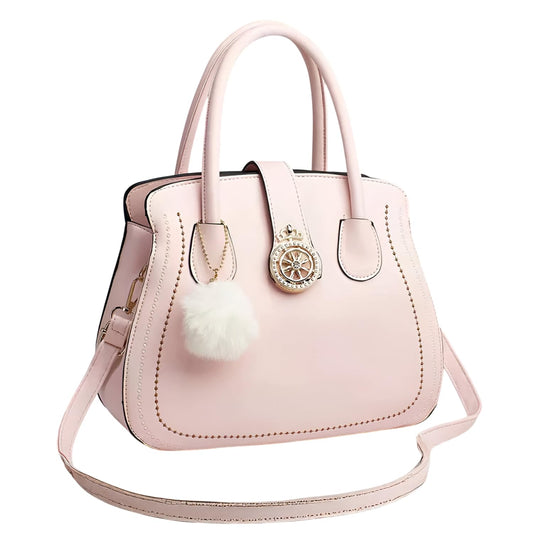 SYGA Women's Oval Handbag Stylish Shoulder Bag with Decorative Pendant & Zipper Closure