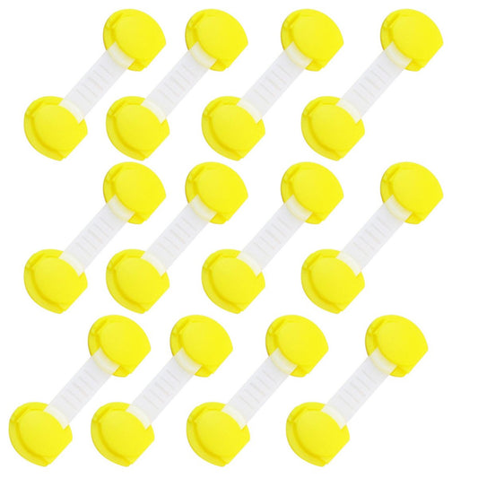SYGA 12 Pcs Baby Safety Locks | Child Proof Cabinets, Drawers, Appliances, Toilet Seat, Fridge and Oven | Tools Not Required | Uses Dual Adhesive Tape and Latch System (Yellow Lining)