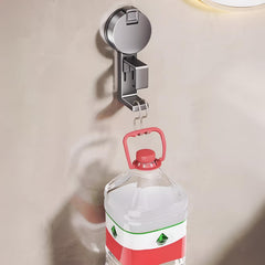STANSY Bathroom Suction Holder Hook, No Drill Wall Mounted Storage Rack for Washbasin, Razor & Toothbrush Holder, Strong Vacuum Cup Organizer for Tile & Glass, Gray (1 Pc)