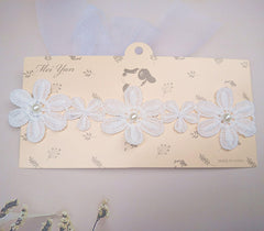 SYGA Baby Girl's Flower Headband Soft & Stretchable Fabric Hairband for Infants, Toddlers, Little Princesses (0-3 Years White)