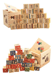 Syga 27 PCS Wooden Blocks for Toddlers 1-3 Large, 26 Alphabet Number Animals Wood Blocks Puzzle Games for Babies, Montessori Learning Blocks for Toddlers 3-5 in a Box Storage case