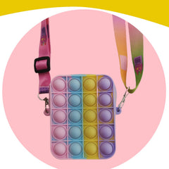 SYGA Children Pop It Fidget Silicone Bag Kids Push Popper Educational Decompression Bubble Shoulder Bag (Single Color)