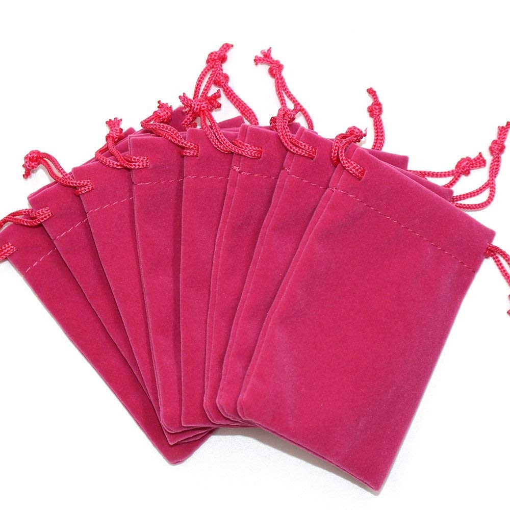 Syga Velvet Cloth Jewelry Pouches/Drawstring Bags (Pink) - Set of 100