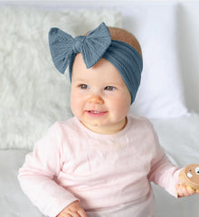 SYGA Baby Headbands Soft Nylon Bow Hairbands Strechable for Newborns, Infants, Toddlers and Kids 0-3 Years (Beige)