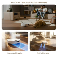 EZYLIFE Flow 300 Robot Vacuum 2025 New Launch| 8000Pa Suction | Auto Mop Wash & Hot Air Dry | Anti Tangle Brush 4..0 | Multi Floor Mapping | 10mm Mop Lift for Carpet | 3500+ sq ft