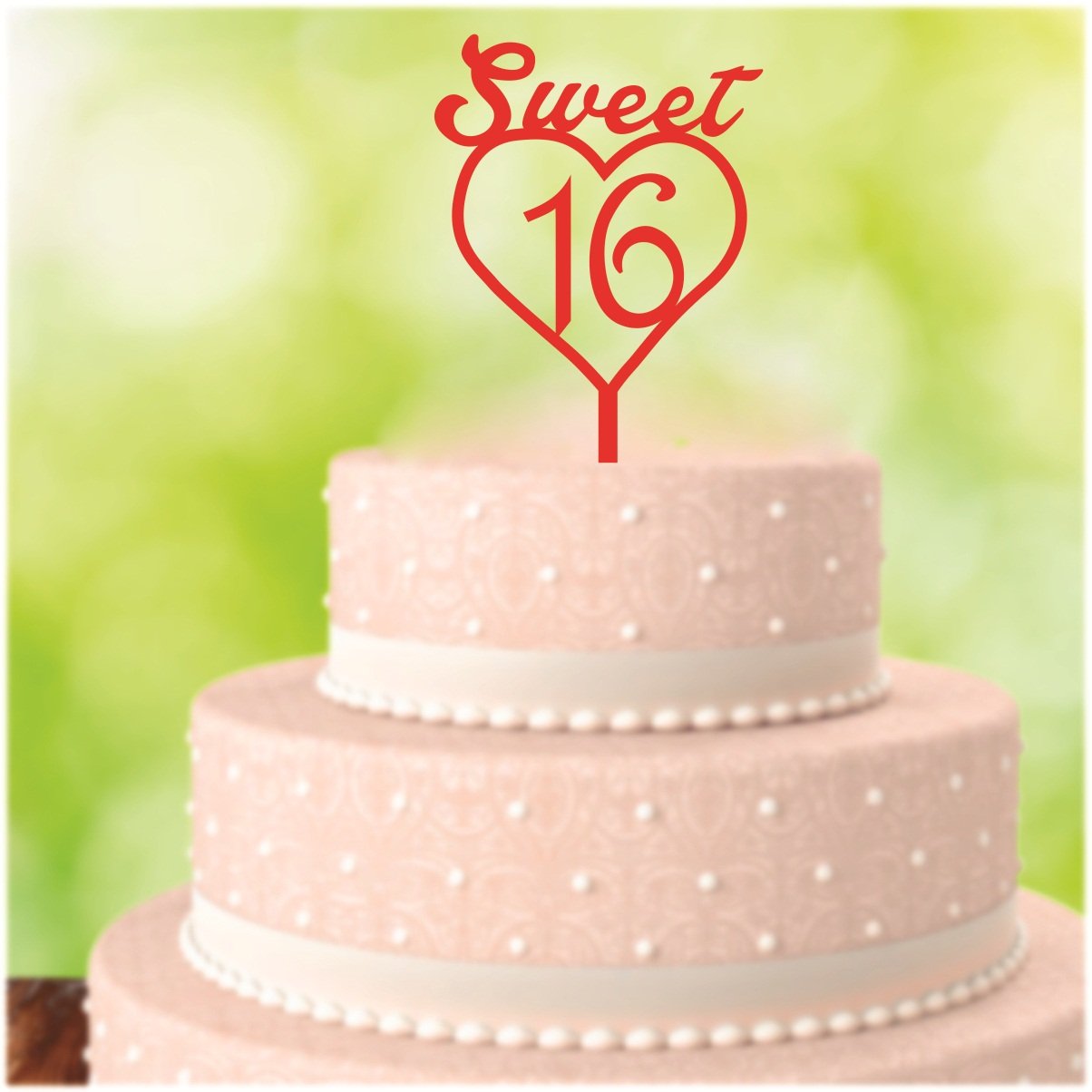 DecuT Red Sweet 16 with Heart Cake Topper