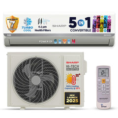 SHARP 1.5 Ton 3 Star 5-in-1 Convertible, Turbo Cool Technology, Anti-Corrosive Gold Fin Coating, Inverter Split AC, AH-SI18V3B-GC