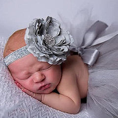 MOMISY Baby Photography Props, Skirt & Headband for Kids Parties Anniversaries Photography, Grey