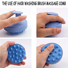MOMISY Scalp Massager Shampoo Brush, Eco-Friendly Wheat Straw Body With Soft Silicon Bristles, Hair Scalp Scrubber, Scalp Exfoliator | Dandruff Removal, Prevents Hair Loss For Men, Women (Blue)