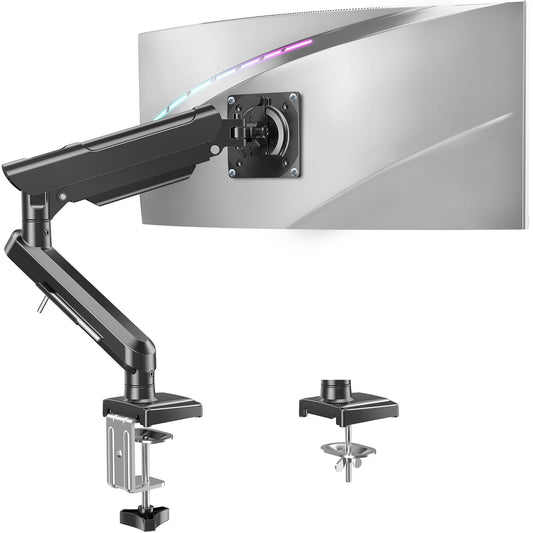 Single Monitor Mount for 13-32 inch Screen, Gas Spring Arm, Gaming & Home Office Use, VESA 75x75mm & 100x100mm, Freelift Pro Black